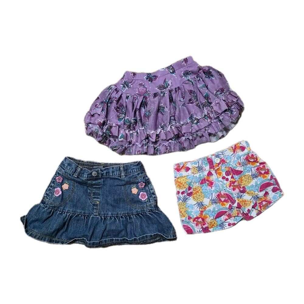 Lot Of 3 Y2K Skirts Shorts Girls Size 2T Floral Cottagecore Fairy